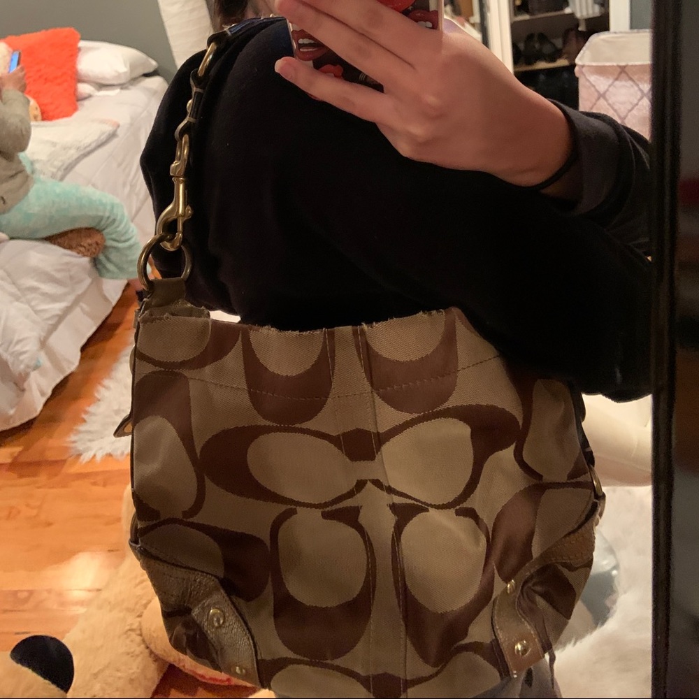 Coach Bag; brown, medium sized
